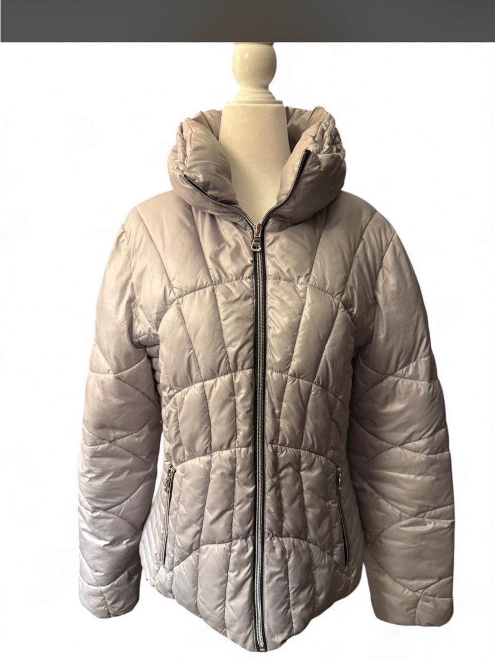 Guess Quilted Puffer Jacket in Light Taupe